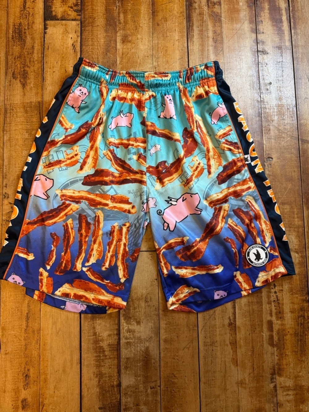 Flow Society Shorts Pig Bacon Youth XL blue lacrosse LAX